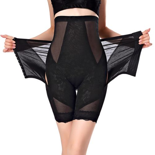 Fashion Floral Lace Row Buckled High Waist Postpartum Hips Body Shaping Shapewear  Underwear Slim Belly Waist Control Pants For Women