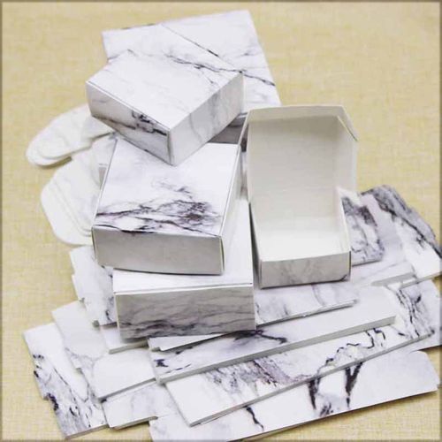 Fashion 10pcs Marbling Kraft Paper Candy Box Cardboard Handmade