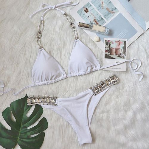 Custom Rhinestone Bra Swim Set