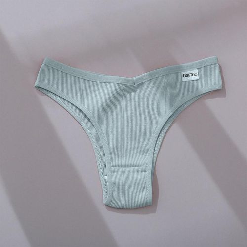 Fashion Finetoo Women Cotton Panty Lingerie Underwear 6 Solid Color Thongs  For Woman Low-Rise Underpants Comfortable Sexy Bikini Briefs