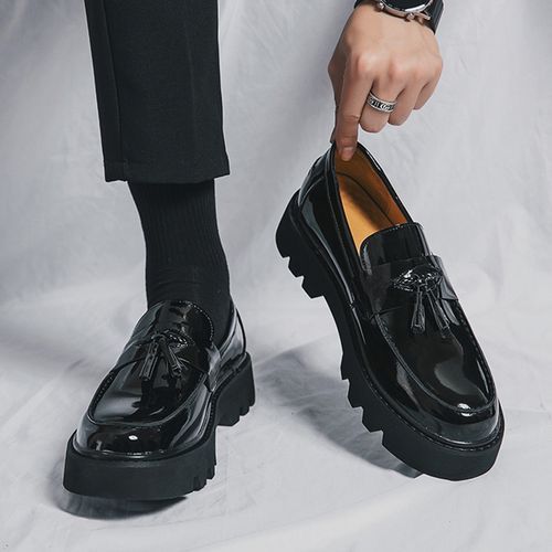 Mens Black Loafer Patent Leather Tasseled Classic Slip-On Wedding Suit Men  Shoes