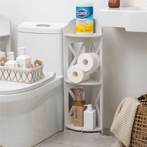 Toilet Paper Holder Stand, Storage Cabinet Beside Toilet for Small Space  Bathroom with Toilet Roll Holder, White by AOJEZOR