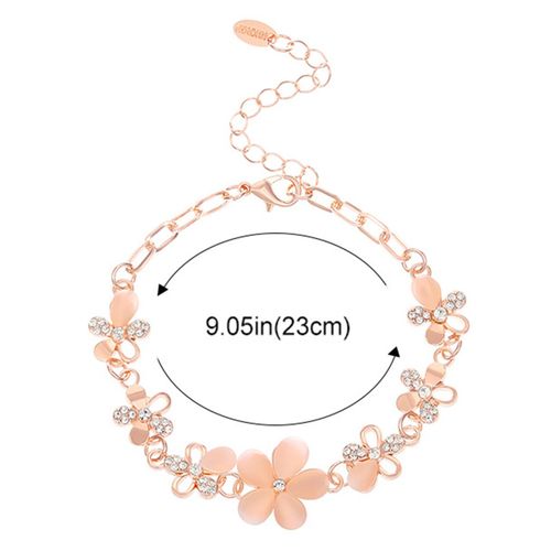 Generic Beautiful Bracelet Sparkling Blossom Adjustable Rhinestone for Her  Rose Gold