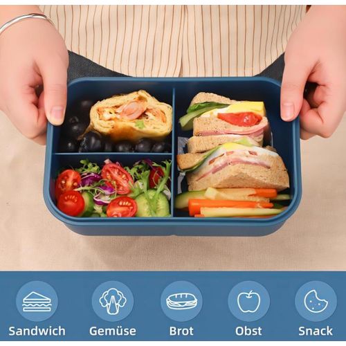 Generic 3-Tier Compartmentalized Bento Box – Lunch Box (1200ml) – Includes Cutlery, Leak-Proof, Microwave-Safe – Blue - image 6