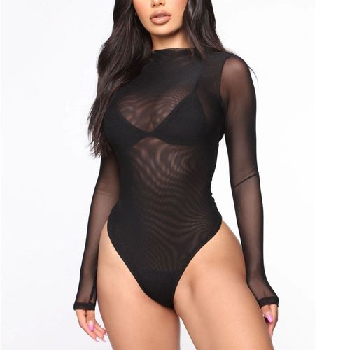 Women Lace Long Sleeve Jumpsuit See Through Feminine Underwear