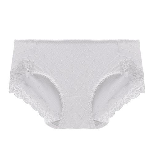 Fashion Women Sexy Lace Soft Breathable Stretchy Cotton Underwear Briefs-Light  Gray