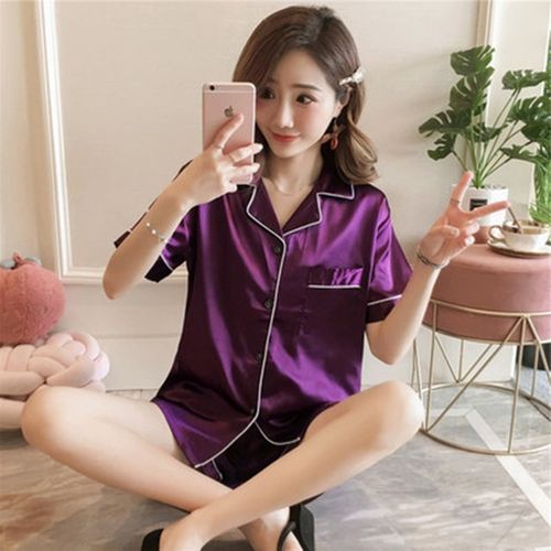 Silk Pyjamas for Women Comfy Classic 2Pcs Set Sleepwear Short