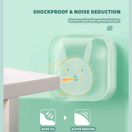 product_image_name-Bump Stopper-2pcs Door Stopper Transparent Door Stop Wall Protectors Self Adhesive Bumpers for Doors Handles, Walls, Refrigerator Cute Cartoon Crash Protector Pads (Stopper)-1