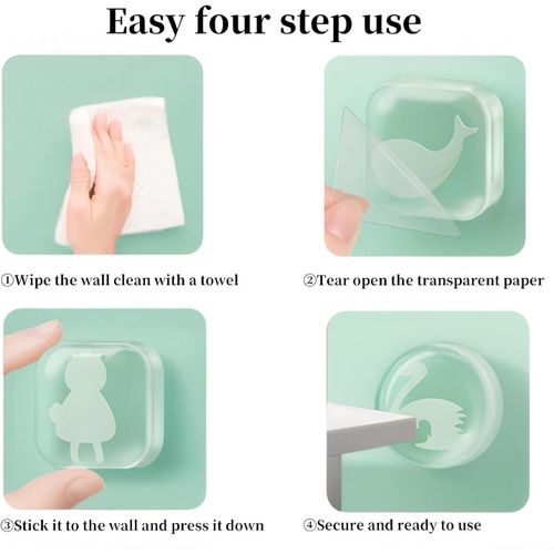 product_image_name-Bump Stopper-2pcs Door Stopper Transparent Door Stop Wall Protectors Self Adhesive Bumpers for Doors Handles, Walls, Refrigerator Cute Cartoon Crash Protector Pads (Stopper)-6