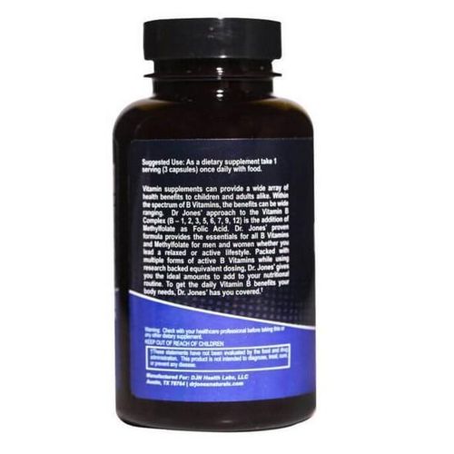 product_image_name-Dr. Jones' NATURALS-Methyfolated Vitamin B complex 90 Capsules -3
