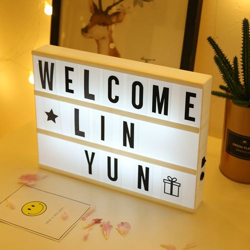 A4 A5 A6 Size LED Combination Night Light Box Lamp DIY Black/Colorful  Letters Cards USB AA Battery Cinema Lightbox White Pink