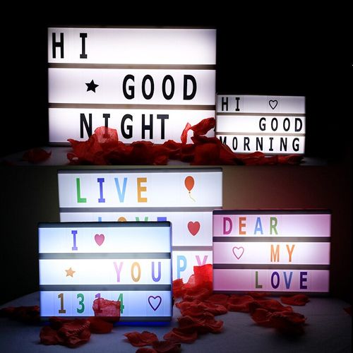 A4 A5 A6 Size LED Combination Night Light Box Lamp DIY Black/Colorful  Letters Cards USB AA Battery Cinema Lightbox White Pink