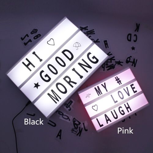 A4 A5 A6 Size LED Combination Night Light Box Lamp DIY Black/Colorful  Letters Cards USB AA Battery Cinema Lightbox White Pink