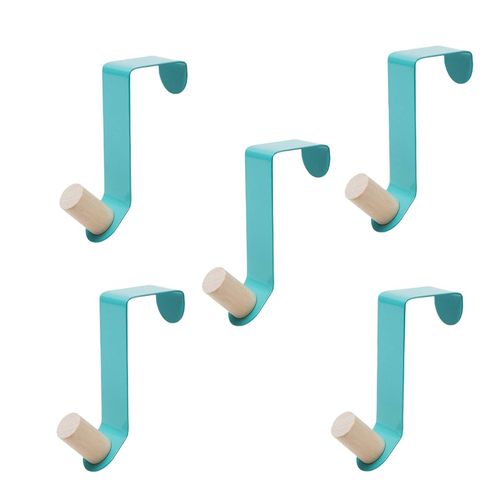 Generic 5Pcs Multipurpose Cabinet Door Hooks Punch Free Robe Blue