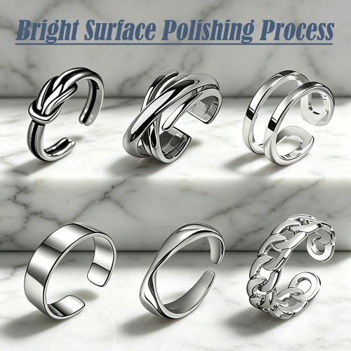 Fashion 6 PCS Men's Ring Set Adjustable Opening Type Silver Simplicity - image 2