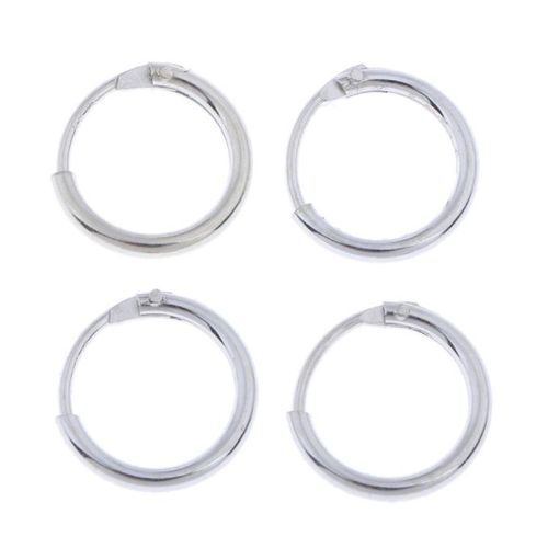 Generic 4pcs Women Simple Charm S925 Sterling Silver Round Circle Hook Hoop