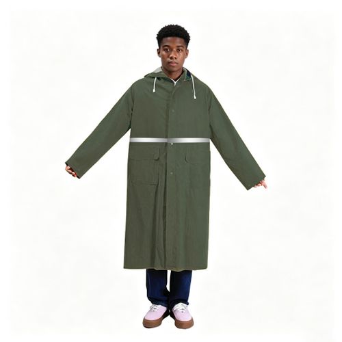 Fashion Durable High Quality PVC Polyester Raincoat with Adjustable Hood