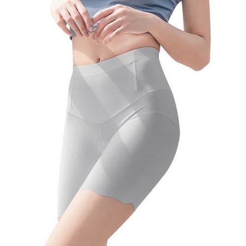 Fashion (Gray)Ice Silk High Waisted Women's Panties Abdomen Seamless Safety  Short Pants Non Curling Body Shapewear Belly Shaper Shorts 2022 DOU