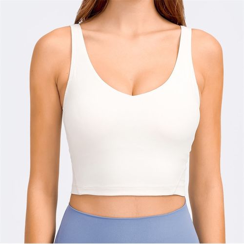 Fashion Women Crop Tank With Shelf Built In Bra Workout Top With