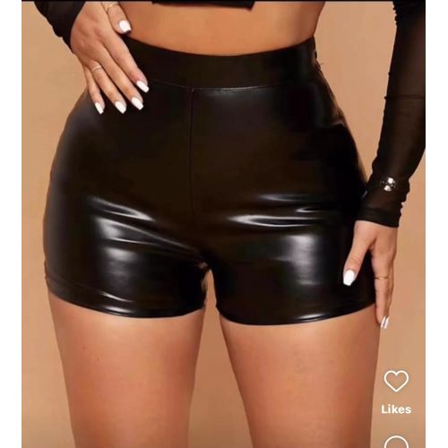 Fashion Pu Leather Biker Short Fashion Short - Leather Biker Short