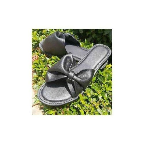 product_image_name-Fashion-Ladies Beautiful Unique Leather Slippers-black-1