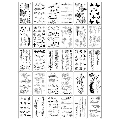 Fashion 30 Pcs Black Dark Style Temporary Tattoo Stickers