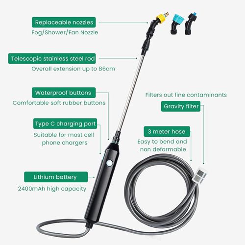 Generic USB Rechargeable Electric Sprayer with Telescopic Handle for Gardening Cleaning Irrigation Tools - image 8