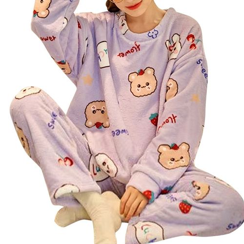 Fashion Winter Pajama Set Women Pant Suits 2 Two Piece Set Women