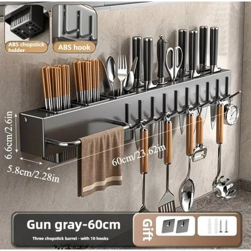 Storage Solutions 60cm Carbon Steel Wall Mounted Kitchen Organizer Rack