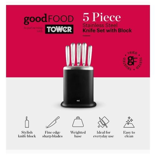Generic Good Food (Tower) 5 Piece Knife Set With Block - image 2