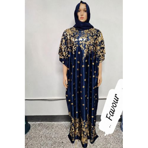 ladies abaya dress Printed Muslim Women Satin Abaya Dress L / Green