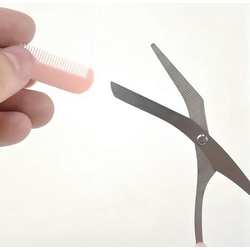 product_image_name-Generic-2-in-1 Eyebrow Scissors with Comb - Precision Grooming Shears for Shaping & Trimming Eyebrows, 12.5cm-4