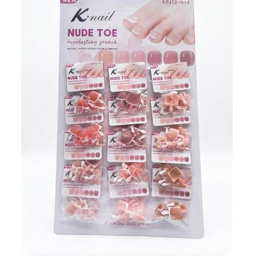 Generic  Stick-On Toe Nail Set – White, Nude & French Tip