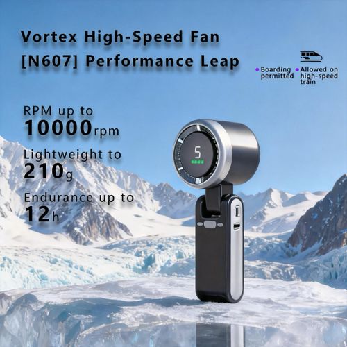 Generic TenH N607 Portable handheld fan with LED Display,90°Foldable Dark Grey