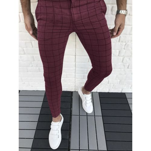 Men Dress Pants,Men's Casual Plaid Stretch Flat-Front Skinny Business  Pencil Long Pants Trousers with Pocket - Walmart.com