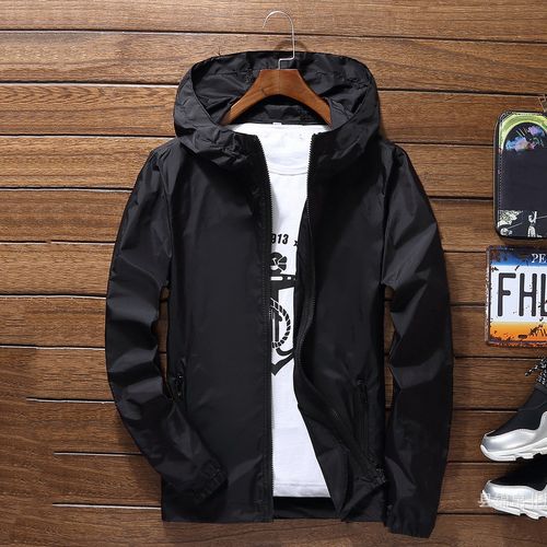 Fashion Men Wind Breaker Coat Zipper Hoodie Quick Drying Jacket