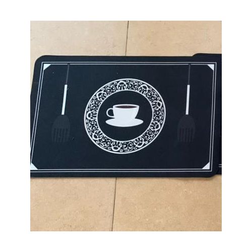 product_image_name-Generic-2-Piece Anti-Slip Kitchen Floor Mat Set – Coffee Cup & Kitchen Utensil Design (Black & White)-2