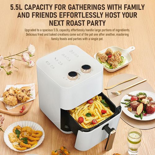 product_image_name-Generic-6L air fryer, dual knobs with timer, large capacity and high power, white.-3