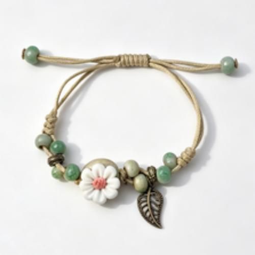 Generic Women Handmade Bracelet Adjustable with Flower - image 2