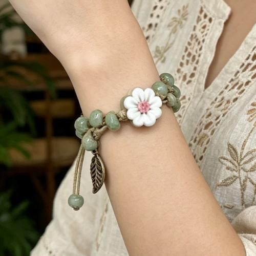 Generic Women Handmade Bracelet Adjustable with Flower - image 4