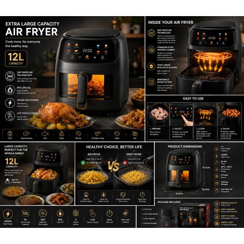 Generic 12L Extra Large Capacity Smart Air Fryer