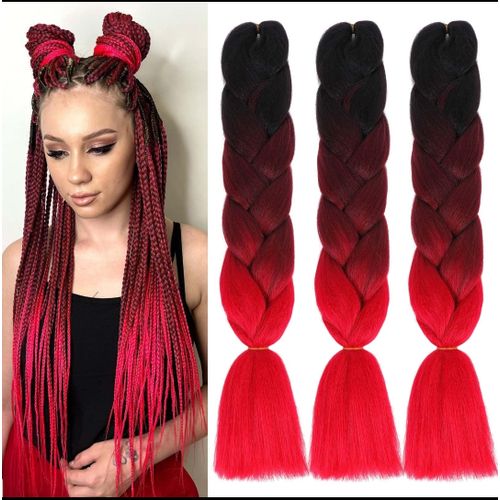 Fashion Ombre Braiding Hair Extensions Colored 24 Inch 3 Packs