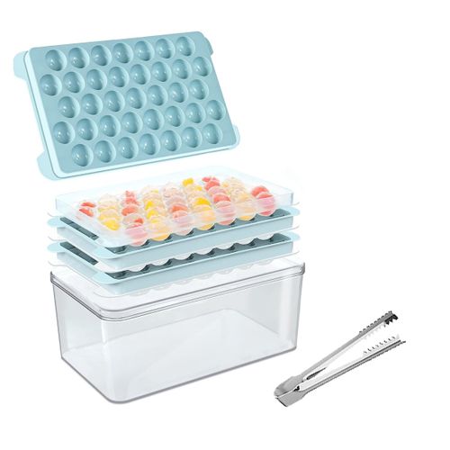 Ice Cube Trays for Freezer with Cover & Bin 3 Packs Small Circle