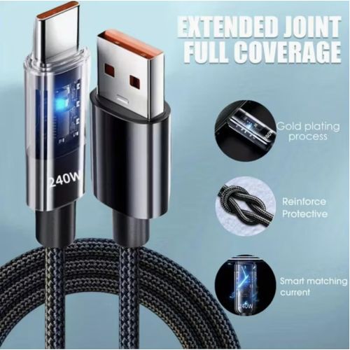 product_image_name-No Bands-USB to Type C Fast Charging Cable 240W 6A LED Display 200cm-5
