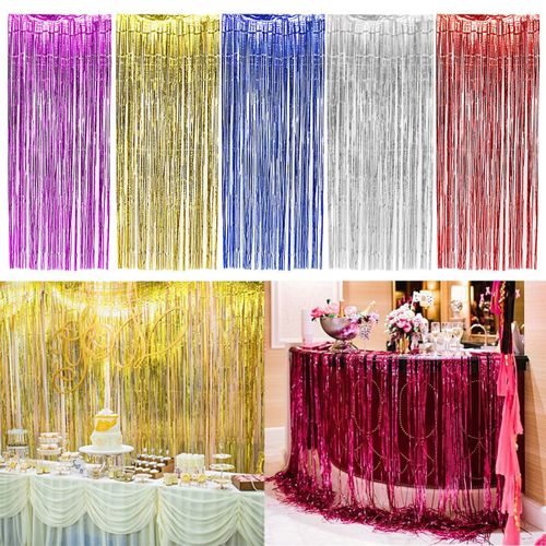 3' x 8' Red Tinsel Foil Fringe Door Window Curtain Party Decoration