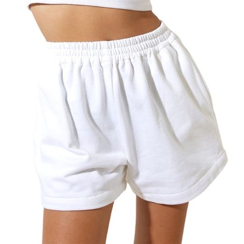 Fashion Women Loose Style Shorts Solid Color Elastic High Waist Sweatpants  Shorts