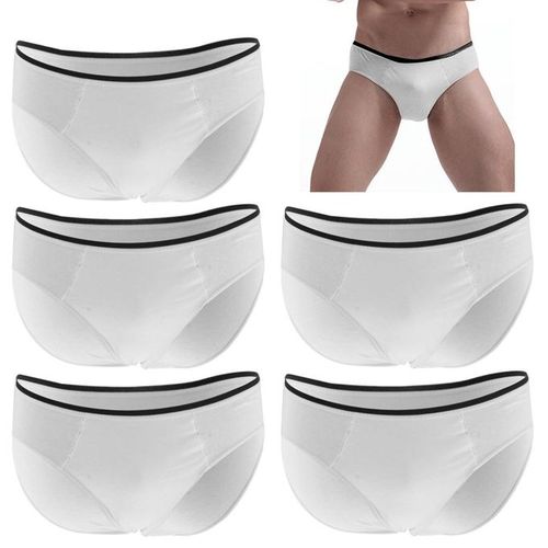 Generic 5pcs Breathable Men Cotton Underwear Briefs Disposable Pants L  White