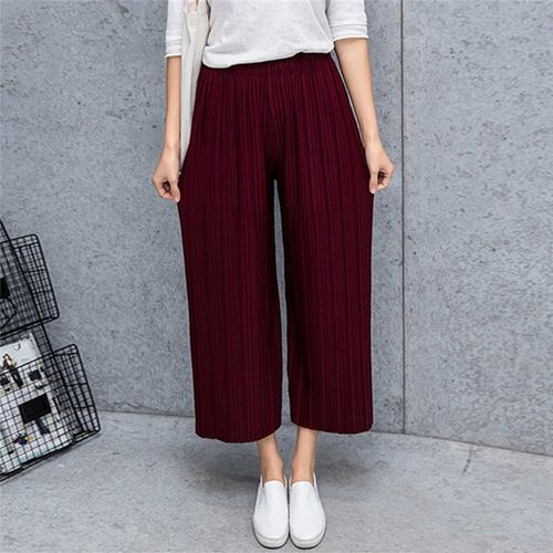 Fashion (Red Wine 4)New Autumn Women Chiffon Pants Wide Leg Pants High  Waist Long Loose Pants Palazzo Culottes Trousers Femme Pantalones Pant Skirt  ACU