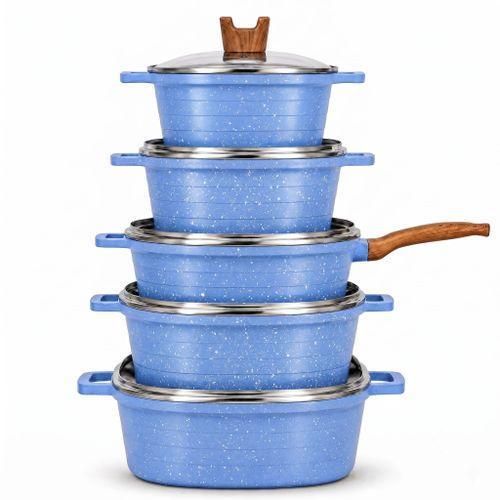 Generic BROCOOK 10pcs PFAS-Free Granite Non-Stick Cookware Set With Lids