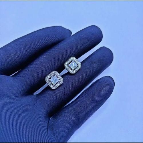 Fashion TRENDY LUXURY STUD ICE EARRING SILVER